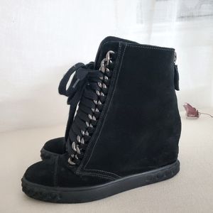 Casadei suede black wedge sneakers trainers boots 7